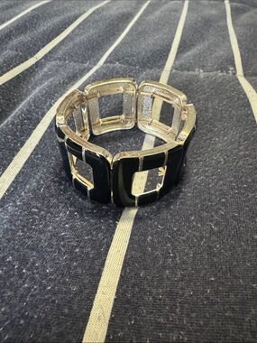 Black and Silver Geometric Link Bracelet